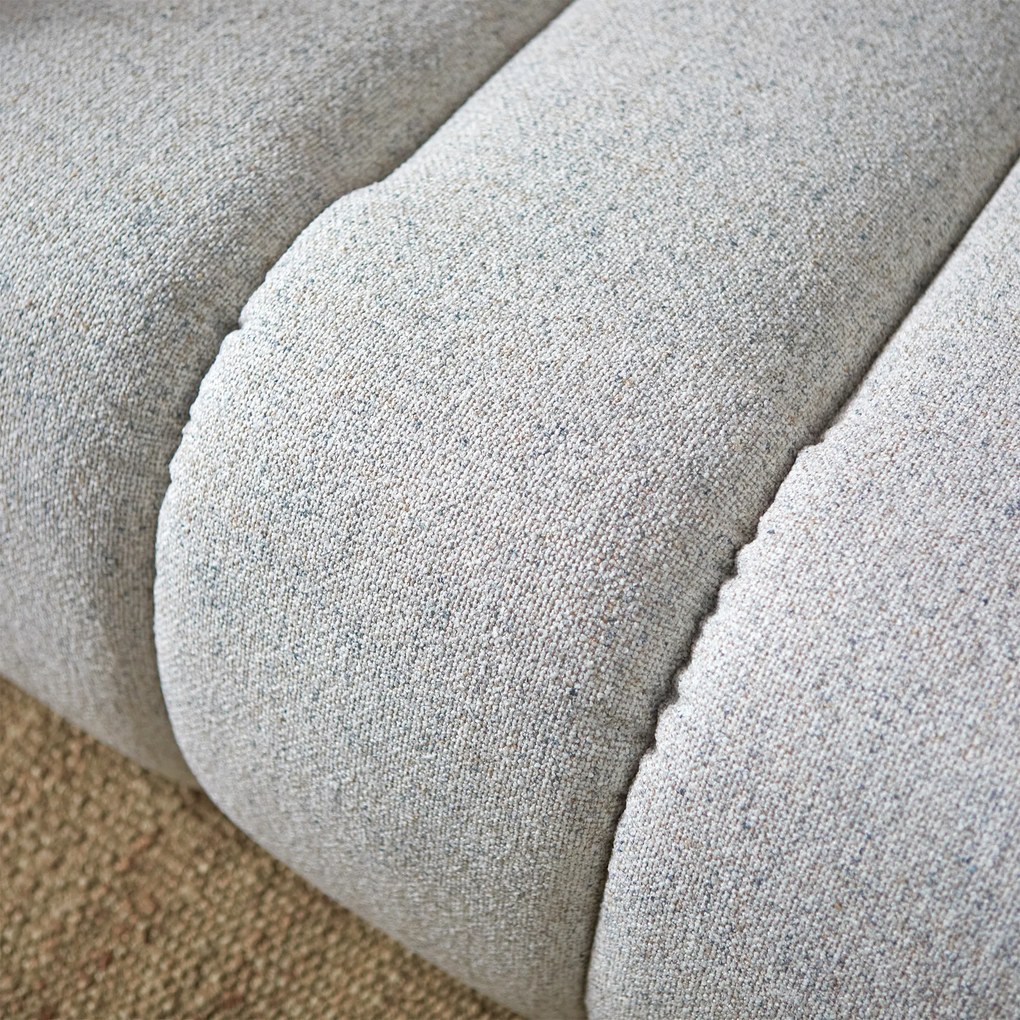 Bank Met Strepen Stiksel Grijsbeige Chaise Longue Rechts
