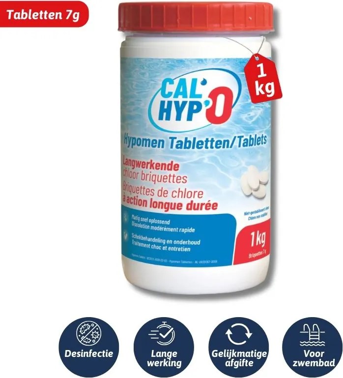 BSI Hypomen Cal'Hypo - langwerkende chloortabletten 1kg (7g)
