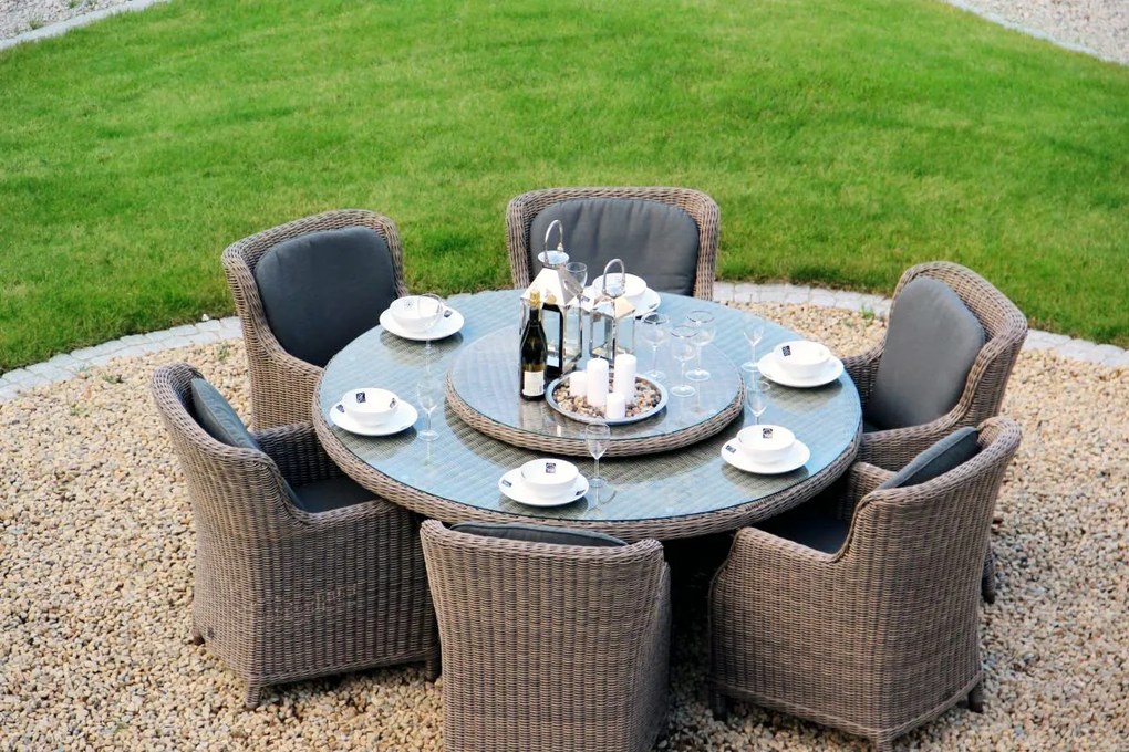 4 Seasons Outdoor Brighton tuinset pure en Victoria tafel Ø 170 cm zonder Lazy Susan *SALE*  Tuinset     weerbestendig