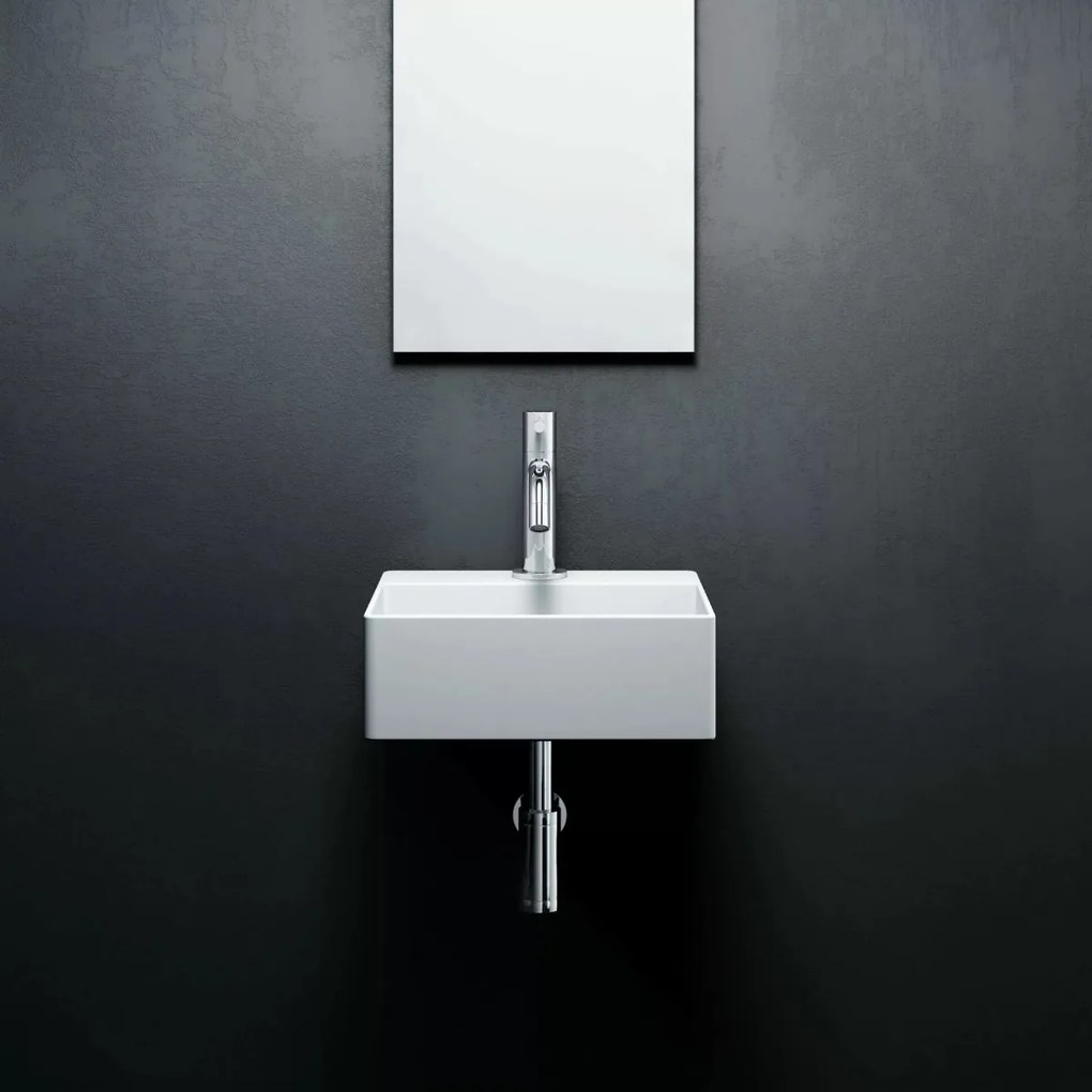 Clou New Flush 1 fontein solid surface 28cm met afvoerplaat wit mat