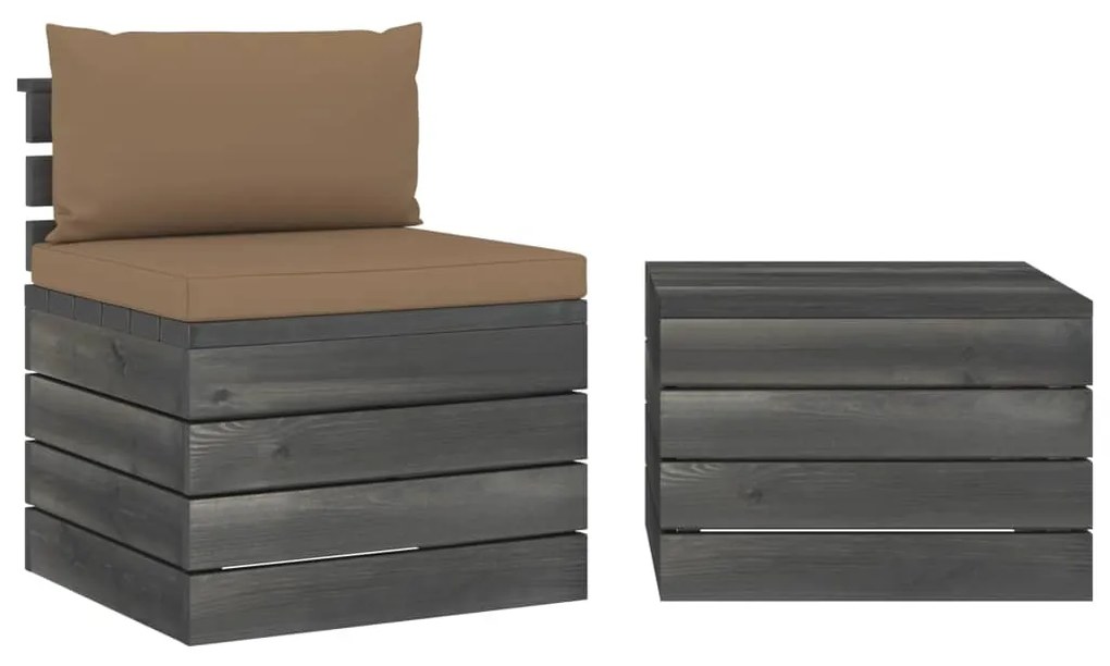 vidaXL 2-delige Loungeset met kussens pallet massief grenenhout