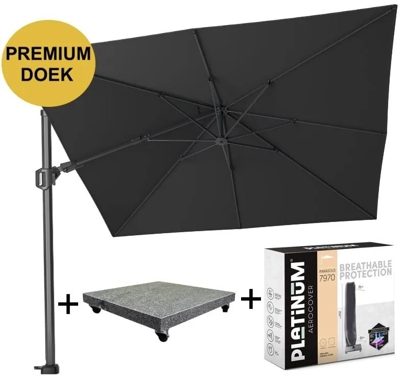 Challenger T2 Premium 300x300 cm Faded Black met parasolvoet 120kg en hoes