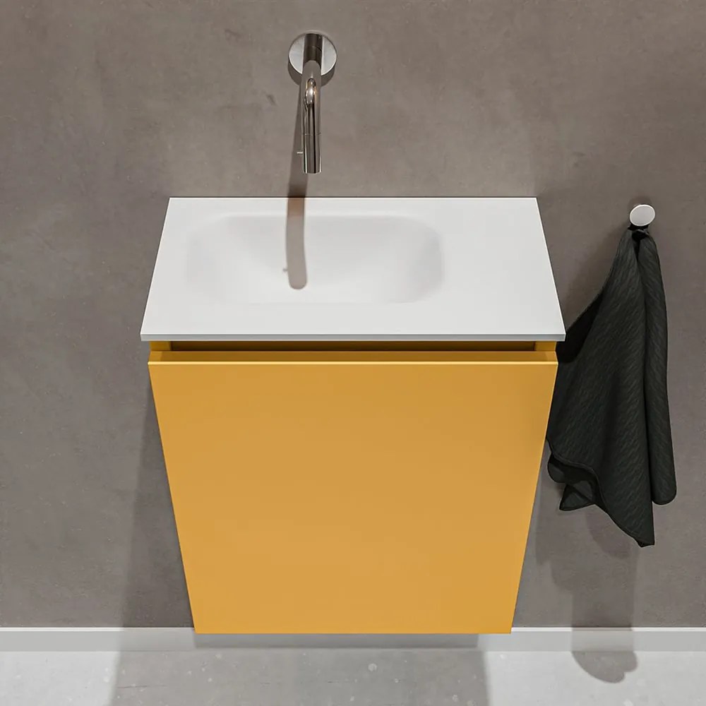 Mondiaz Ture 40cm toiletmeubel ocher met wastafel talc links geen kraangat