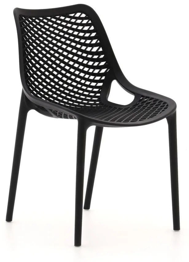 Dining tuinstoel | Forza  Ripi | Kunststof | Zwart | Stapelbaar | Kees Smit Tuinmeubelen