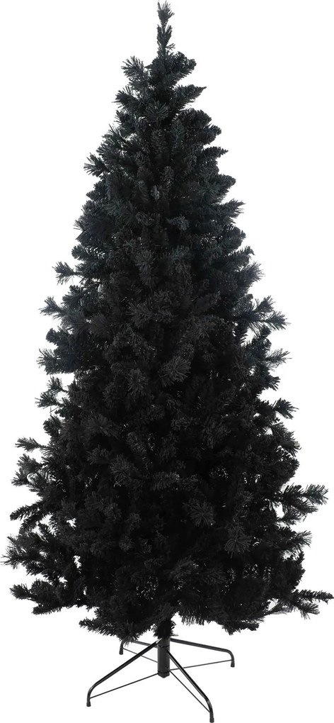 Teddy Black kunstkerstboom - 150 cm - zwart - Diameter 86 cm - 422 tips - metalen voet