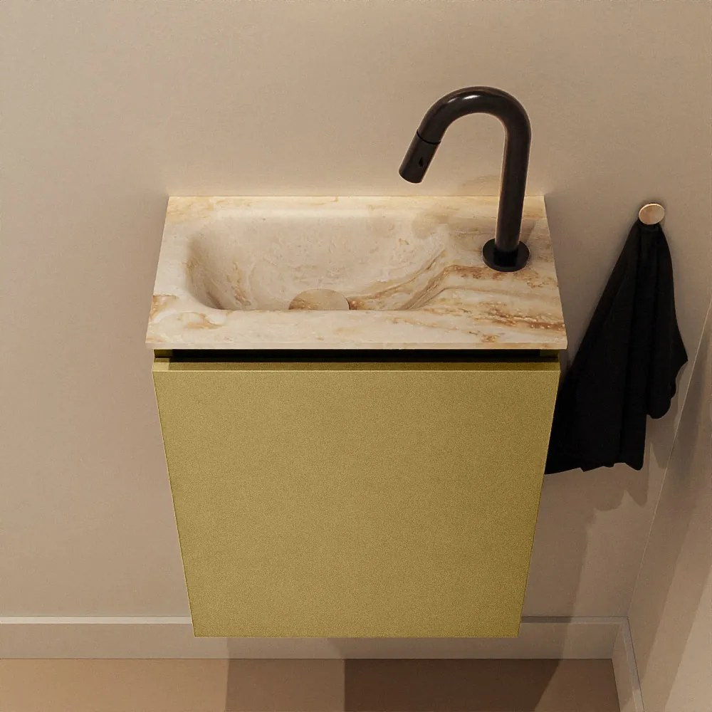 Mondiaz Ture DLux toiletmeubel 40cm oro met wastafel frappe links met kraangat