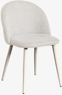 Kana Gestoffeerde Eetkamerstoelen Set Van 2, Staal Beige – Crème & Stof Gebroken Wit & Stof - Sklum