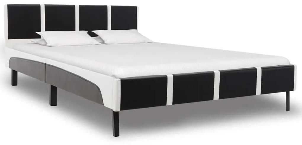 vidaXL Bedframe kunstleer zwart en wit 140x200 cm