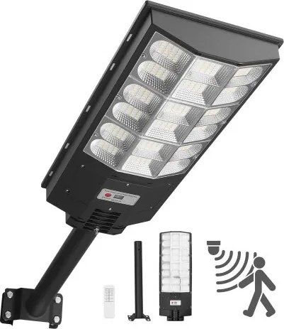 VEVOR Solar Straatverlichting 900.000 LM, Straatlantaarn 12 kW, Solarverlichting met schemersensor, LED-schijnwerper met bewegingsdetector, IP65, Breedhoek buitenverlichting, voor opritten en tuinen