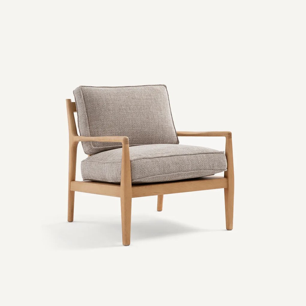 Eiken armstoel met fineer en gemêleerd canvas, DILMA