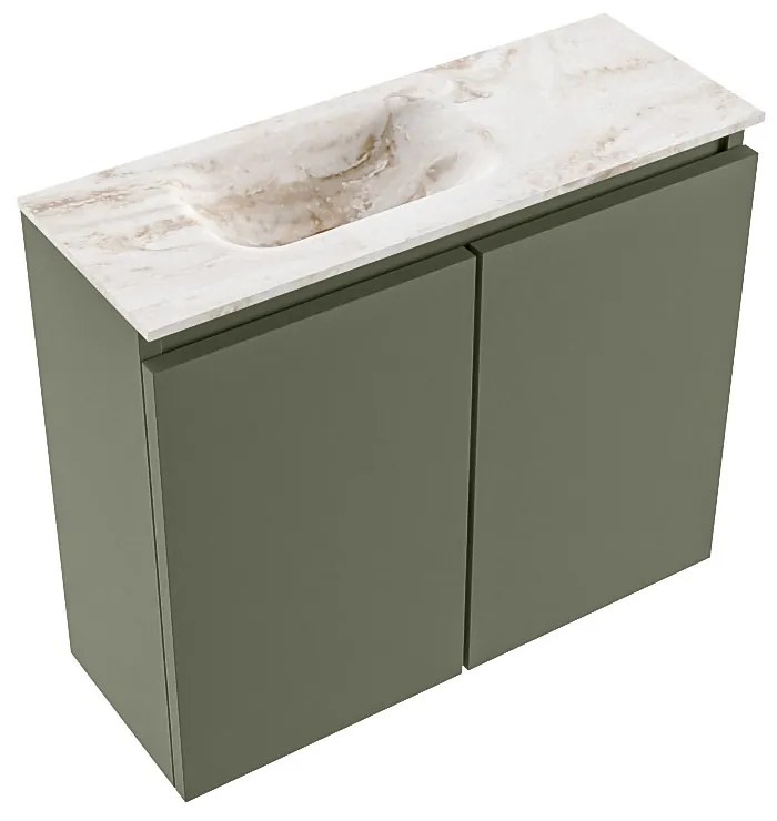 Mondiaz Ture DLux toiletmeubel 60cm army met wastafel frappe links zonder kraangat