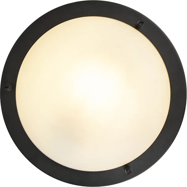 Buitenlamp Moderne plafonnière zwart 31 cm IP44 - Yuma Modern E27 IP44 Buitenverlichting rond Lamp