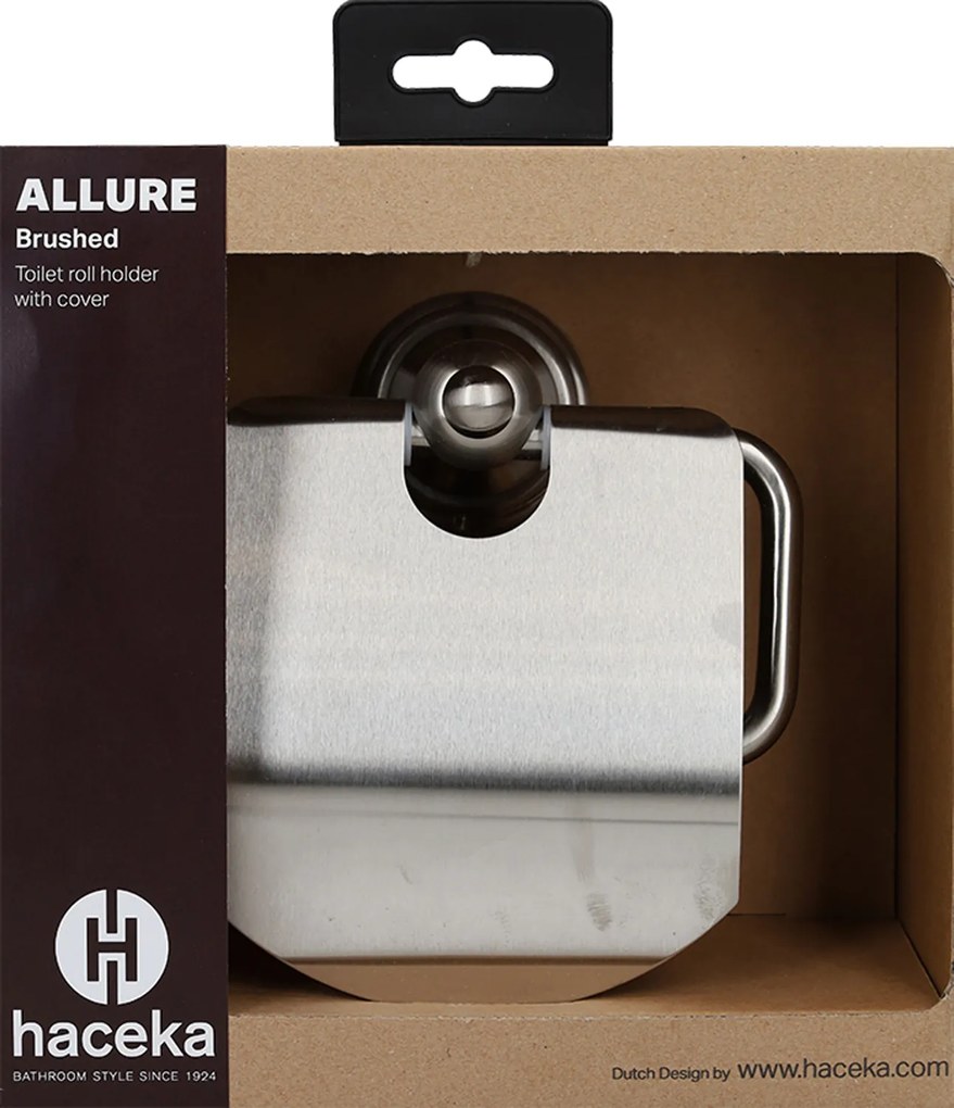 Haceka Allure toiletrolhouder met klep RVS geborsteld