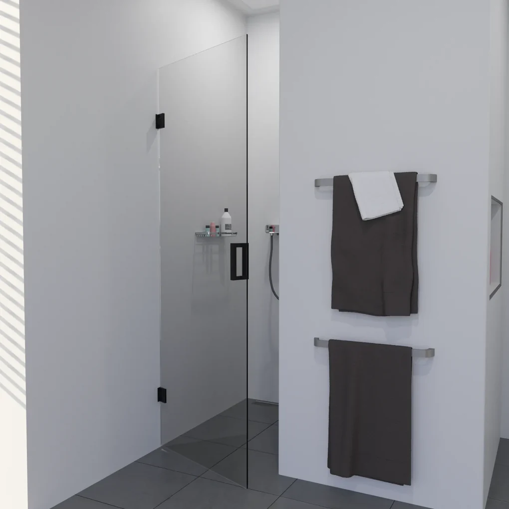 Saniclear Modern profielloze douchedeur 70x200 met zwarte scharnieren