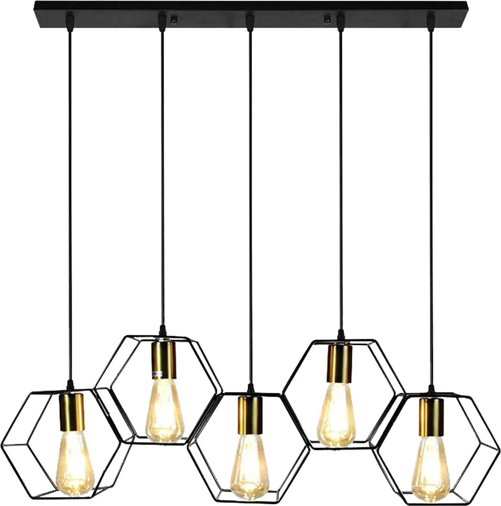 Hanglamp APP1133-5CP Zwart Goud