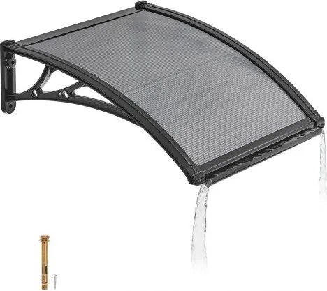 VEVOR Voordeurluifel, 61x60 cm, Aanbouwluifel, Dak met Afwatering & ABS-beugel, Bescherming tegen Regen, Sneeuw & Zon, Polycarbonaat Deurdak voor Veranda & Terras, Rookgrijs