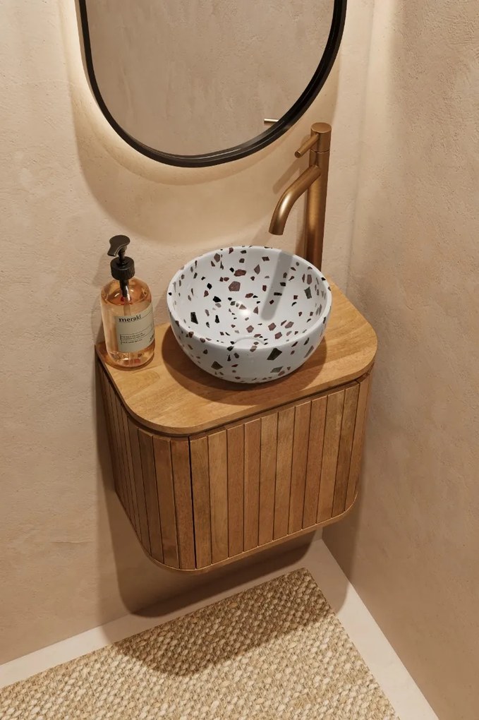 Livli Estrela toiletmeubel 40cm ribbelfront met Terrazzo waskom