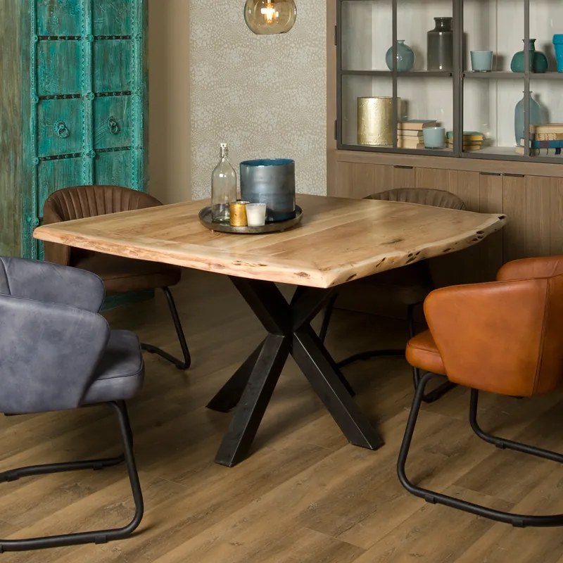 Tower Living Vierkante Boomstam Eettafel 130 Cm Soria - 130 X 130cm.