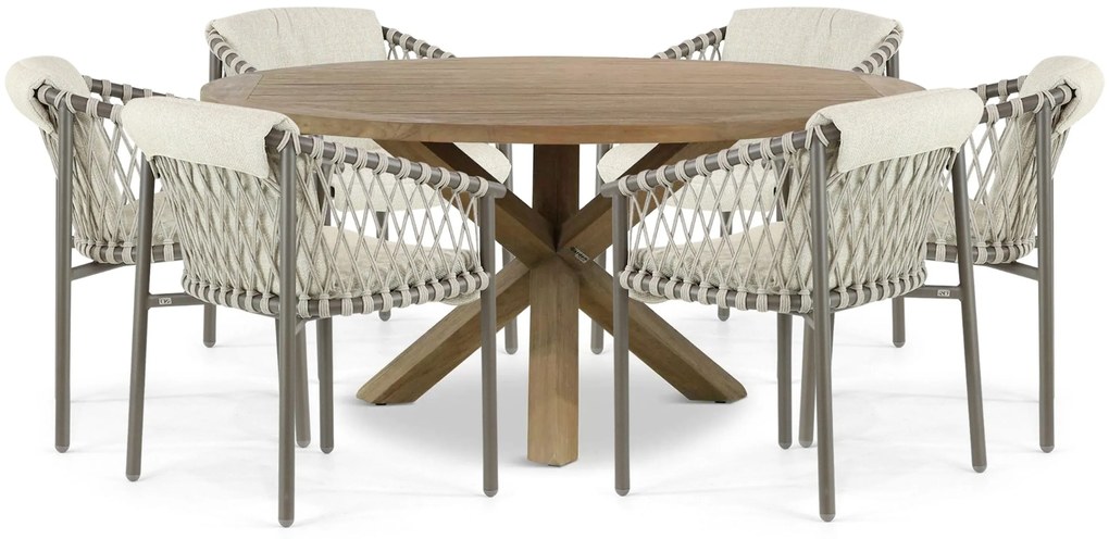 Tuinset 6 personen  Aluminium/rope Taupe 4 Seasons Outdoor Allora/Sand