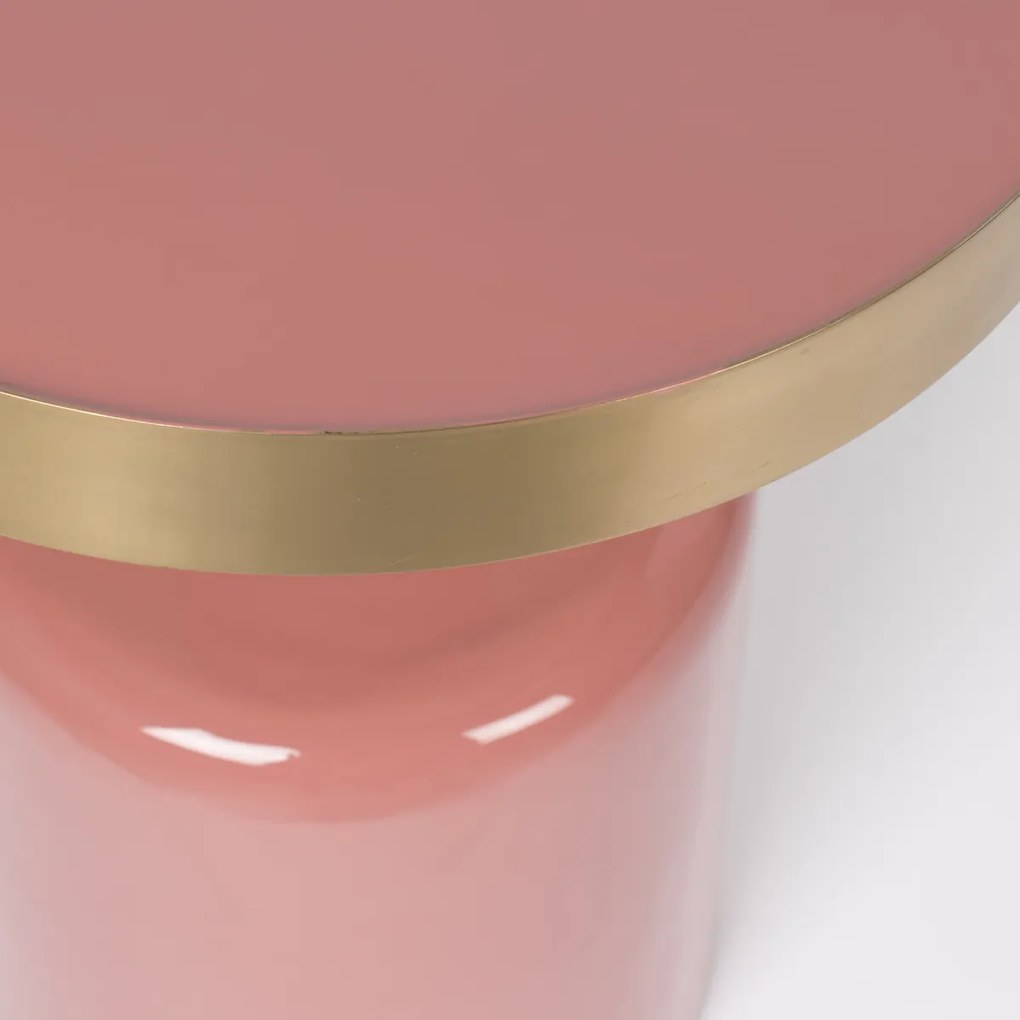 Zuiver Glam Emaille Bijzettafel Roze - 36 X 36cm.
