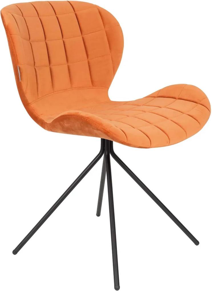Zuiver OMG Velvet stoel oranje set van 2