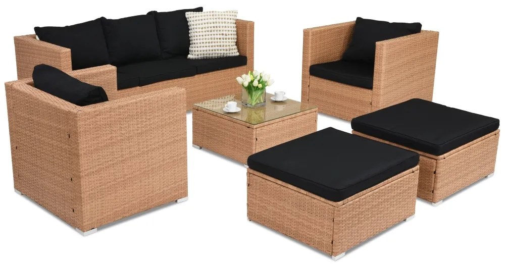 Roma Coffee 5 + 2 Garden Point honingpof tuinmeubelen in technorattan