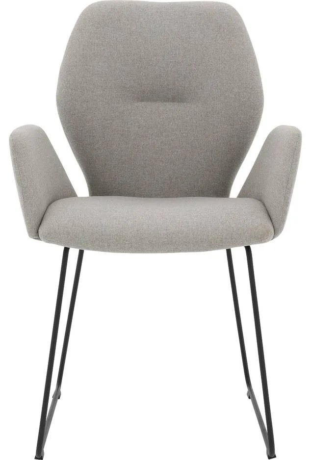 Goossens Eetkamerstoel Hera grijs stof met armleuning, modern design