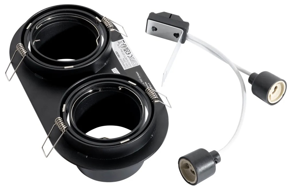 Afgeronde inbouwspot zwart GU10 70mm kantelbaar 2-lichts - Installa