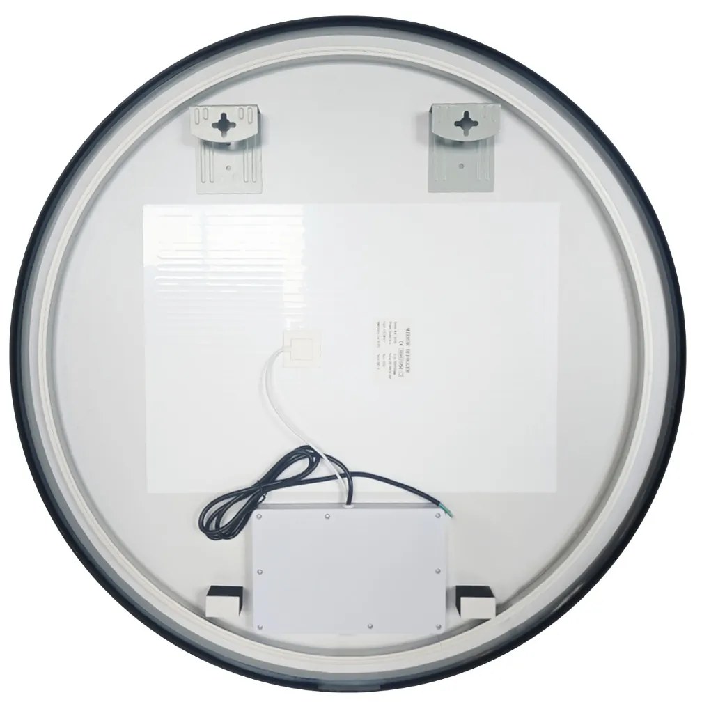 Saniclear Circle Black ronde spiegel met verwarming, direct en indirect licht mat zwart 90cm