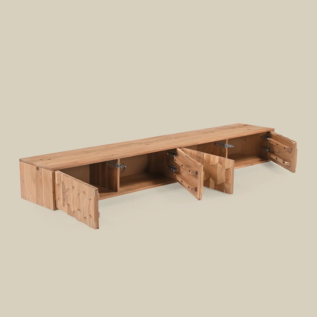 Hangend Tv-meubel Donker Hout Motief 200 Cm - 200x35x25cm.