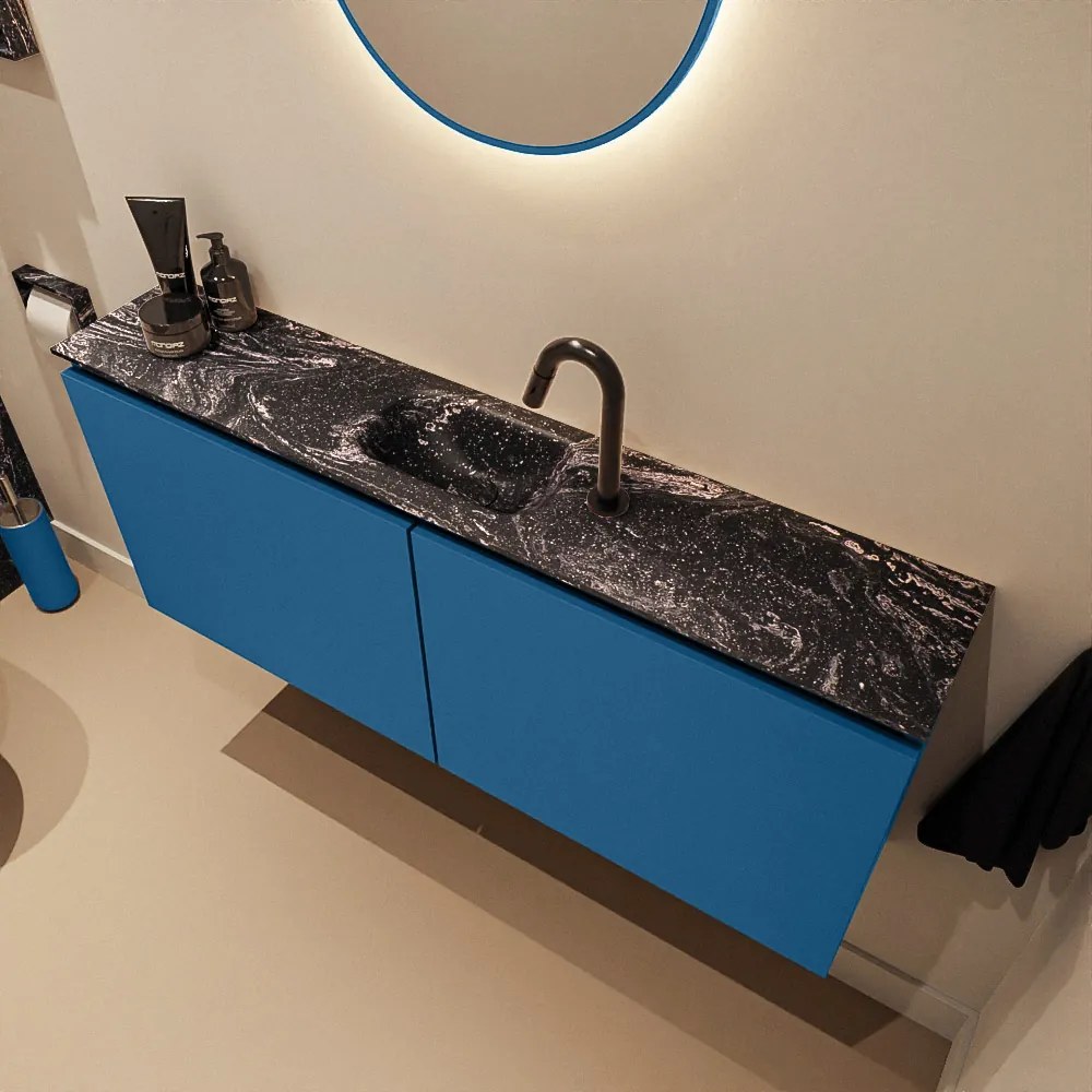 Mondiaz Ture DLux toiletmeubel 120cm jeans met wastafel lava midden met kraangat