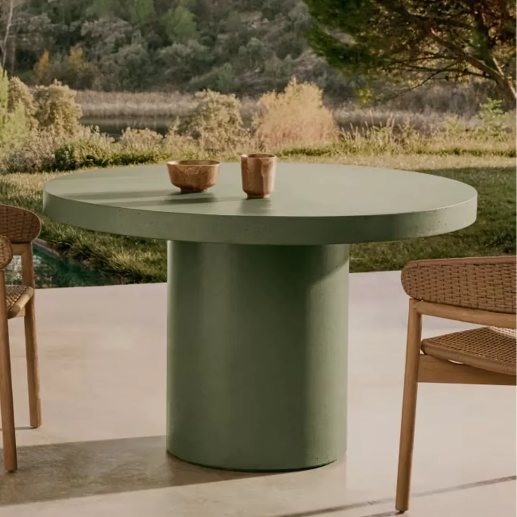Kave Home Aiguablava Cement Eettafel Rond Groen 120 Cm - 120 X 120cm.