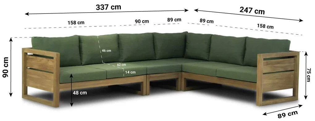 Hoek loungeset 6 personen Teak Old teak greywash Garden Collections Richmond