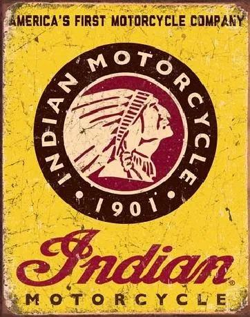 Metalen wandbord INDIAN MOTORCYCLES - Since 1901, (31.5 x 40 cm)