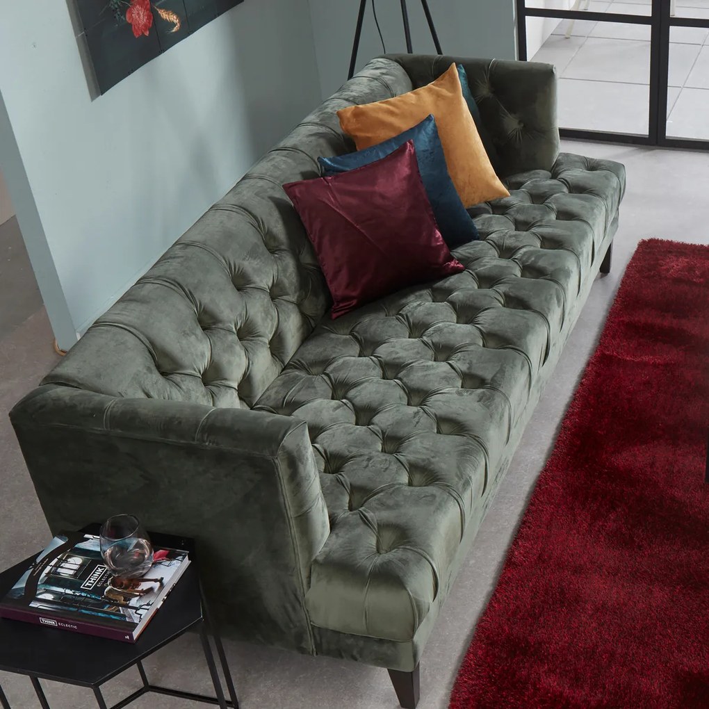Eleonora Vogue Fluwelen Bank Met Knopen Groen