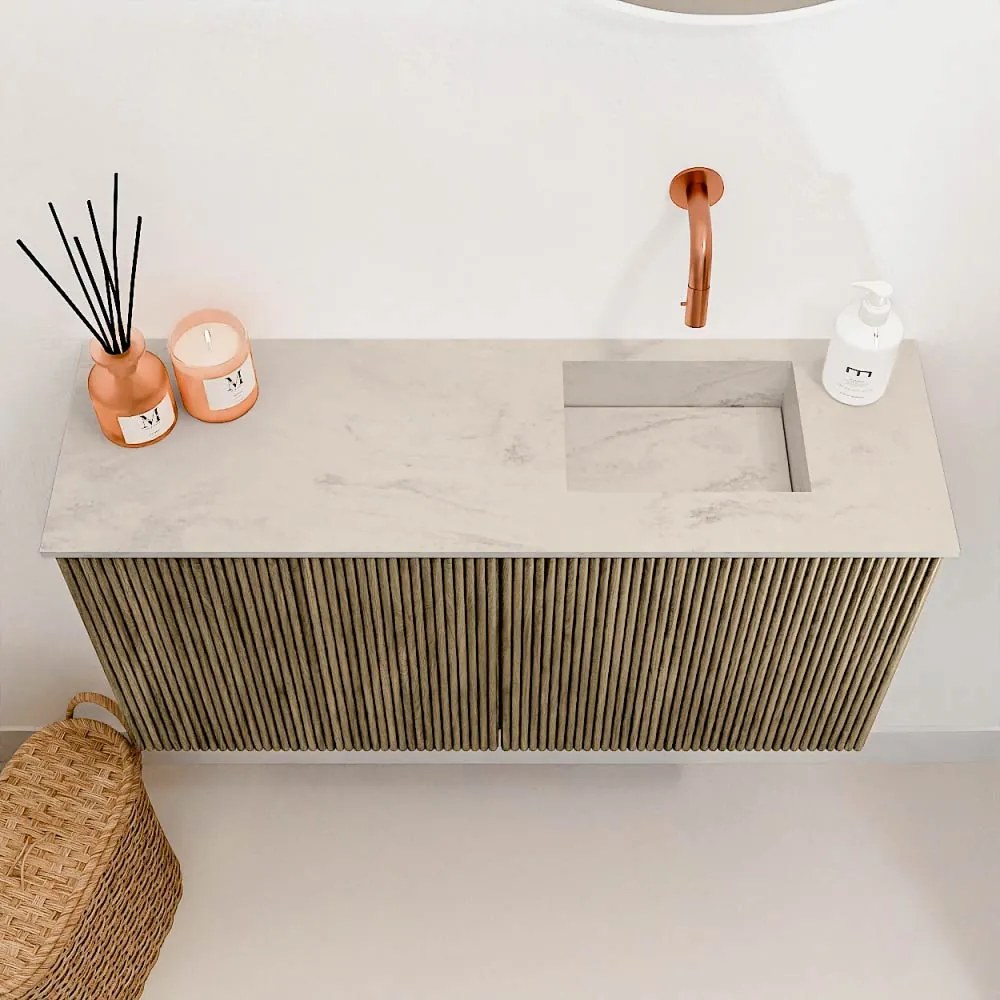 Mondiaz Joya DLux 80cm toiletmeubel dusk met wastafel faye rechts zonder kraangat opalo