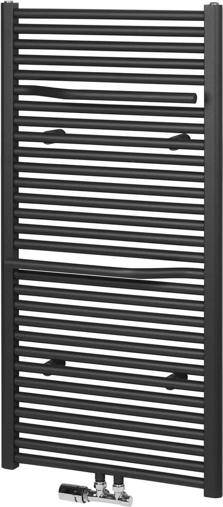 Ben Lineos handdoekradiator met handdoekhouder 753W 60x121,5cm mat grafiet zwart