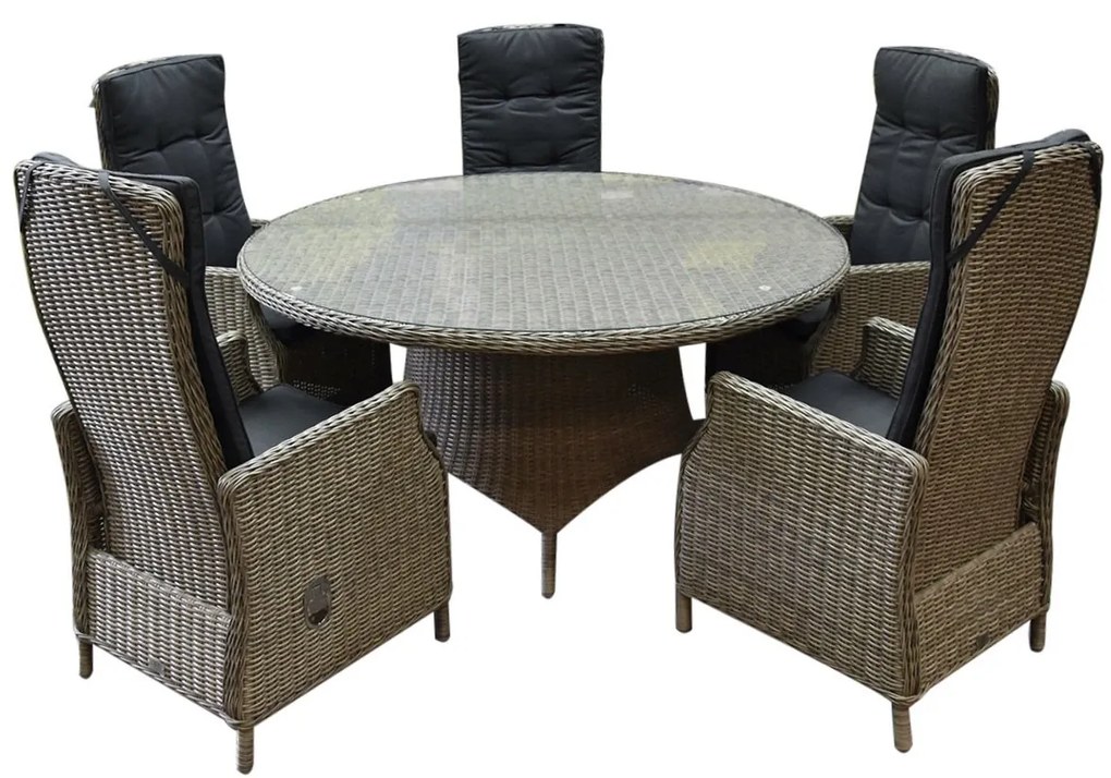 Empoli Riccione dining tuinset 150 cm 6-delig grijs verstelbaar