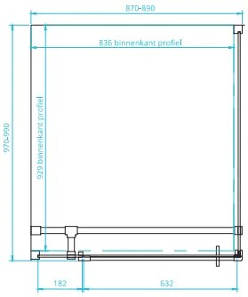 van Rijn ST05 douchecabine mat zwart 90x100cm