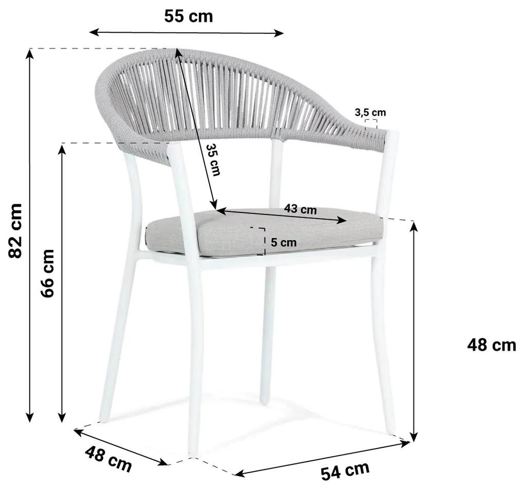 Tuinset 4 personen 180 cm Rope /Aluminium/polywood Wit Santika Furniture Santika
