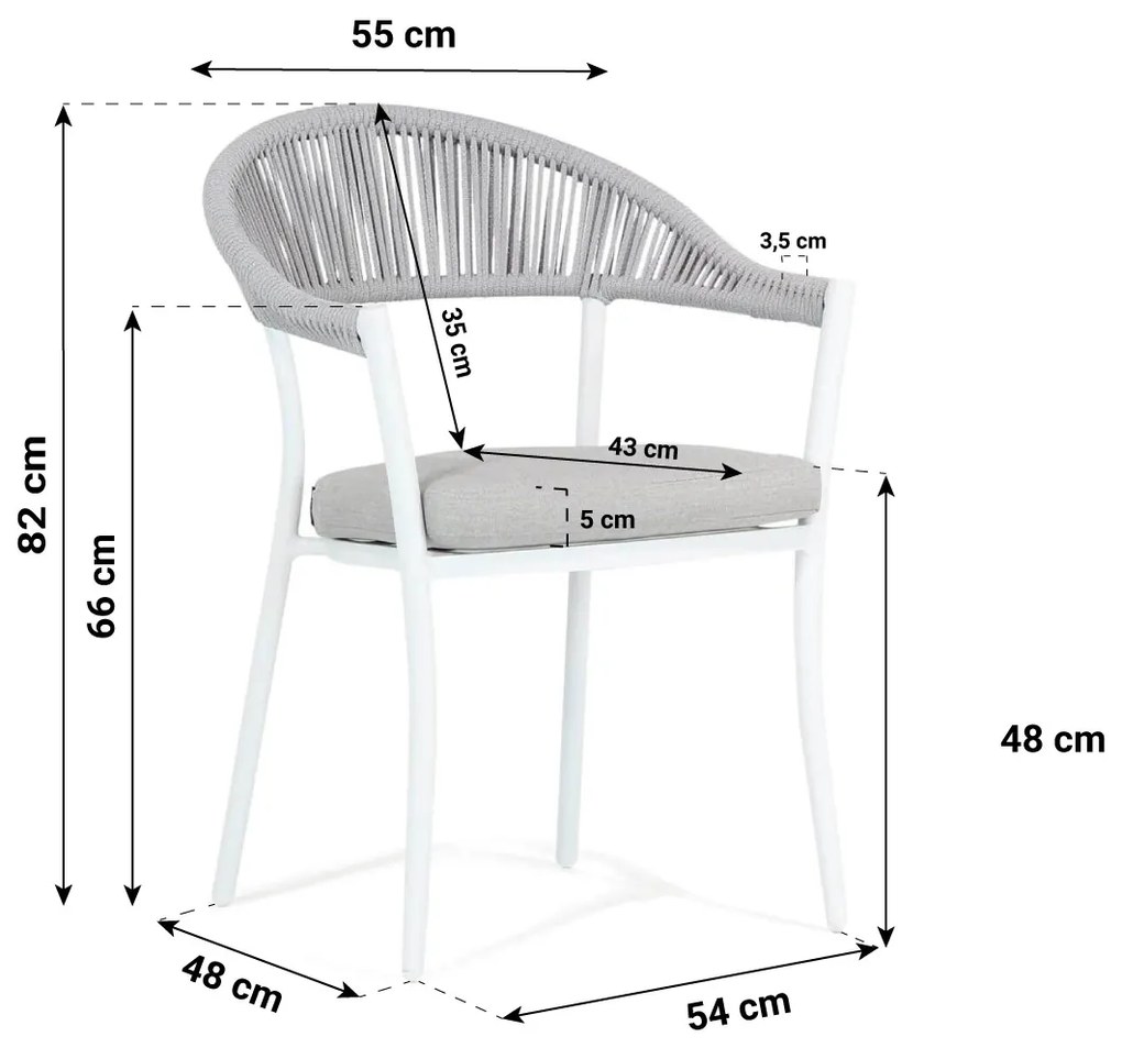 Tuinstoel Rope Wit Santika Vivian
