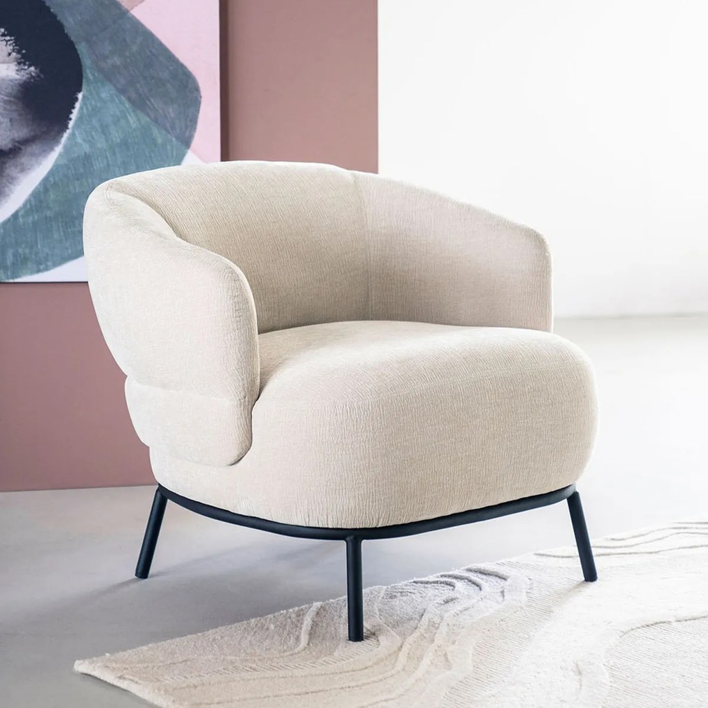 Zachte Fauteuil Beige Met Ronde Rug
