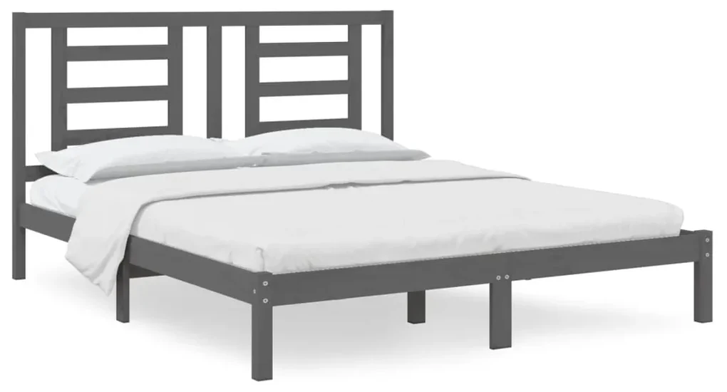 vidaXL Bedframe massief grenenhout grijs 160x200 cm