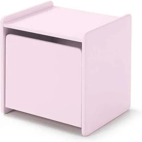 Vipack nachtkastje Kiddy - 1 deur - oud roze - Leen Bakker