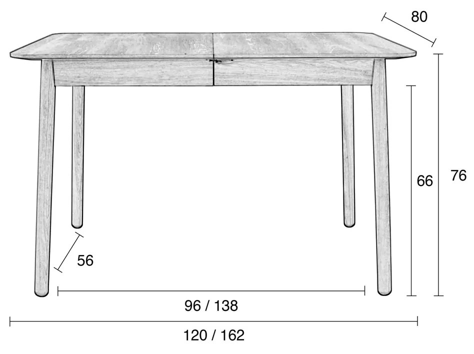 Zuiver Glimps Walnut Walnoot Eettafel Uitschuifbaar 120-162