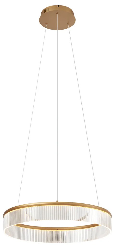 Moderne hanglamp messing 59cm incl. LED 3-staps dimbaar - Anello Chandelier Modern rond Binnenverlichting Lamp