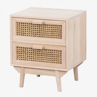 Pack Van 2 Nachtkastjes 40x40 Cm In Ralik Hout Bruin Natuurlijk Hout - Sklum