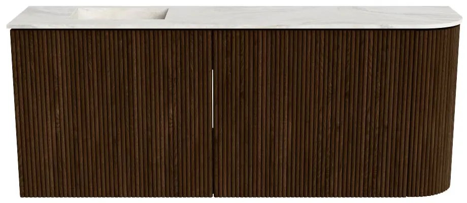 Mondiaz Joya DLux 100cm toiletmeubel ronding rechts walnut met wastafel faye links 1 kraangat ostra