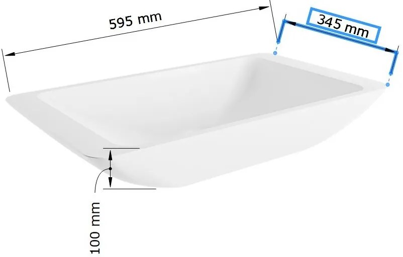 Mondiaz Topi Solid Surface waskom 60x35cm greey