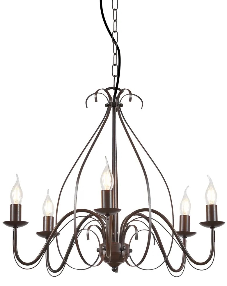 Eettafel / Eetkamer Klassieke kroonluchter roestbruin 5-lichts - Giuseppe Klassiek / Antiek, Landelijk / Rustiek E14 rond Binnenverlichting Lamp